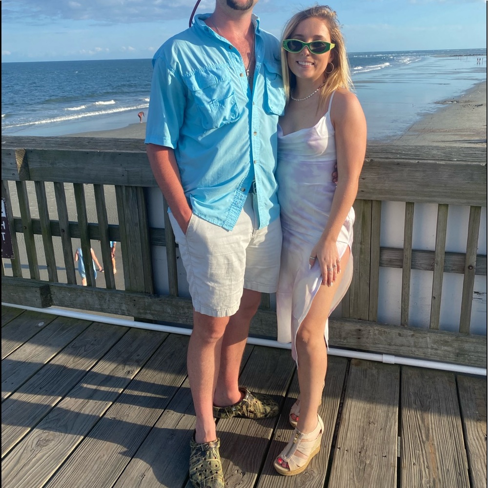 Purple and White Tie- Dye Slit Dress Maxi